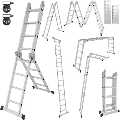 SWANEW Echelle pliante Echelle télescopique 4x4 470cm en aluminium Echelle Echelle multifonctionnelle (1/6)