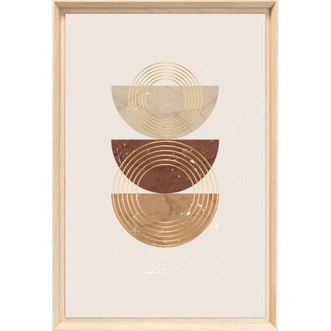 Tableau mural encadré formes solaires abstraites 40x60 cm - Tableau Mural Décoratif - Image Encadrée Imprimée en HD - Impression 40x60 cm sur Fibres de Bois FSC - Finition Mate - Fabriqué en France (1/5)