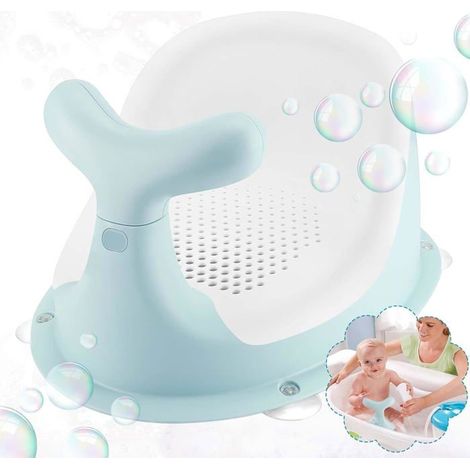 Siège de bain pour bébé 1 unité Plastique et silicone Ventouses antidérapantes Compatible avec toutes les baignoires Vert (1/5)