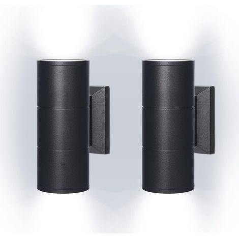 Stück netzbetriebene IP65 LED-Außenwandleuchten, schwarze Edelstahl-Wandleuchten für Haustür, Terrasse, Deck, Flur, Veranda, Pfosten, Garage, kaltweiß 6000 K [Energieklasse F]. (1/5)