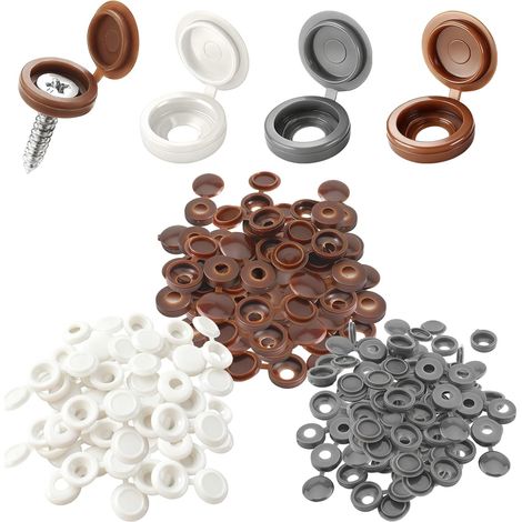 240 Cache-Vis Plastique pour Meubles, Blanc et Gris Foncé (1/5)