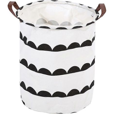 Panier à linge imperméable rond en coton pliable pour ranger jouets et vêtements (1/4)