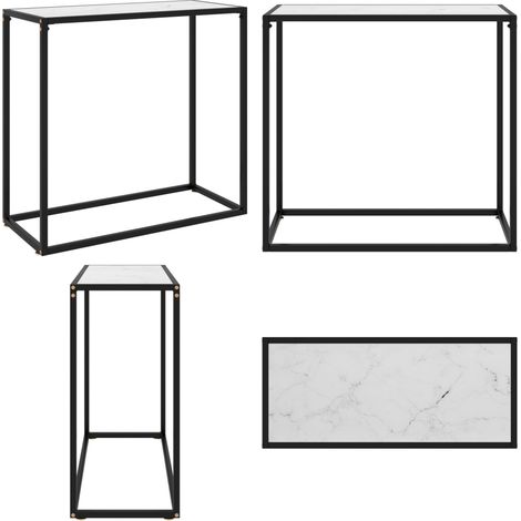 Konsolentisch Weiß 80x35x75 cm Hartglas - Konsolentisch - Wohnzimmermöbel - Sideboard - Tisch Weiß - Marmoreffekt - Home & Living (1/5)