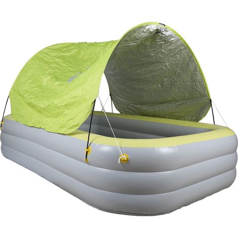Piscine gonflable avec auvent, toboggan aquatique gonflable pour famille adulte, jardin extérieur, 2.6m, jaune