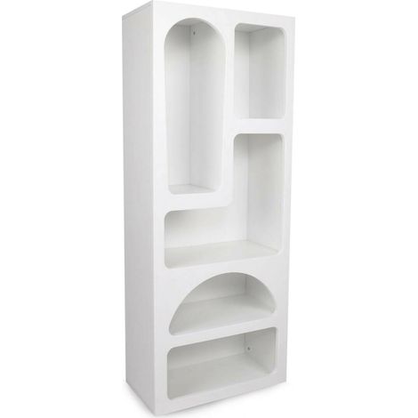 Dmora - Buffet Dgargiul, Buffet du salon, Commode de salon, Garde-manger de cuisine, 60x32h150 cm, Blanc (1/5)