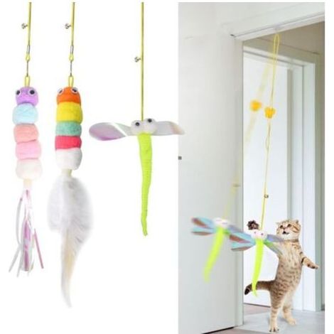 Jouet pour Chat Accroché à La Porte 2m Jouets à Plumes Simulation, 3Pcs Cataire Jouet Chat Interieur Élastique, Réaliste Jouet à Plumes pour Chats Suspendre avec Cloche, Jouets interactifs pour Chats (1/4)