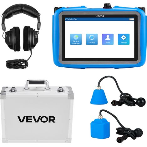 Détecteur de Fuite d'Eau Canalisations d'Intérieur, Profondeur 0,5 m, 1-10000 Hz, Écran Tactile LCD, avec Capteur Horizontal et Vertical, Casque, Carte SD 8 Go, Étui Transport, pour Plomberie (1/5)