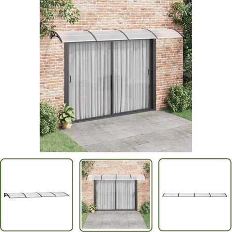 The Living Store Auvent de porte Noir 400x100 cm Polycarbonate - Auvent De Porte - Abri Porte - Protection Pluie - Store Extérieur - Parasol Porte (1/5)
