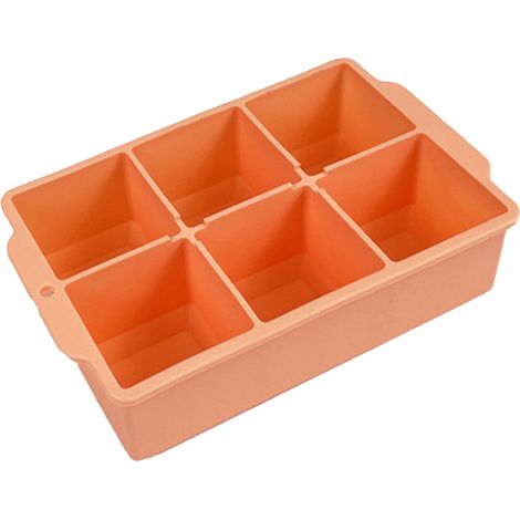 Bac à glaçons Silicone alimentaire 6 cubes Grand format avec couvercle amovible Rose pour cocktails café (1/5)