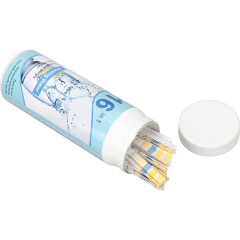 Lot de 100 Bandelettes de Test Eau 16-en-1, Kit Analyse Qualité PH pour Aquarium, Piscine, Eau Potable (1/5)