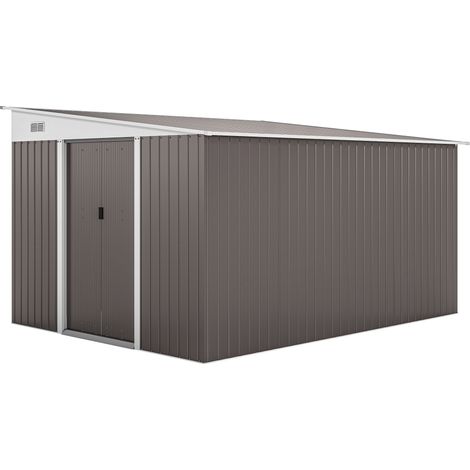 CHICFURN Casetta da giardino in acciaio 280x345x201 cm grigia (1/5)