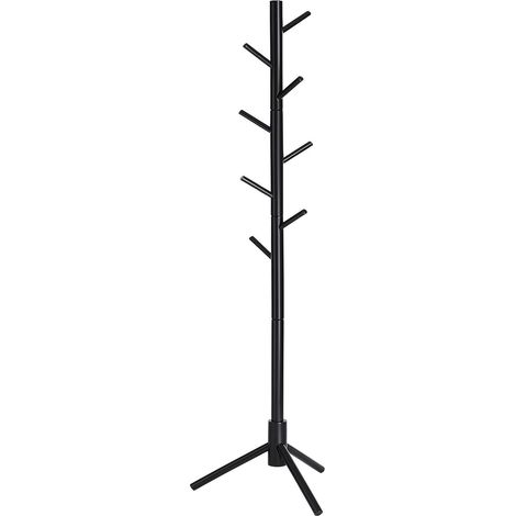 Songmics – Portemanteau en bois d’hévéa noir avec 8 crochets – Charge maximale 15 kg – Dimensions 47 x 47 x 175 cm – RCR004B01 (1/5)