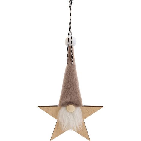 Gnomo in legno sdn su stella 19cm - Feeric lights & christmas