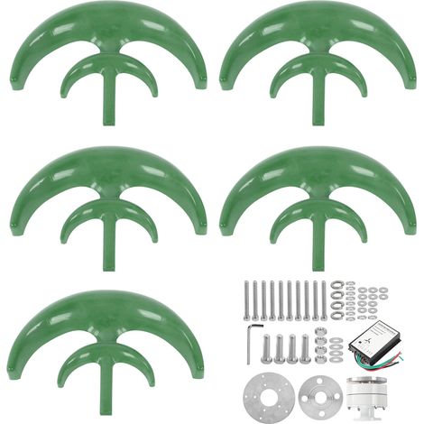 Éolienne 400W 12V Générateur Électrique Vert 5 Pales pour Bateaux, Chargeur de Batterie avec Lanterne, Kit Énergie Vent (1/5)