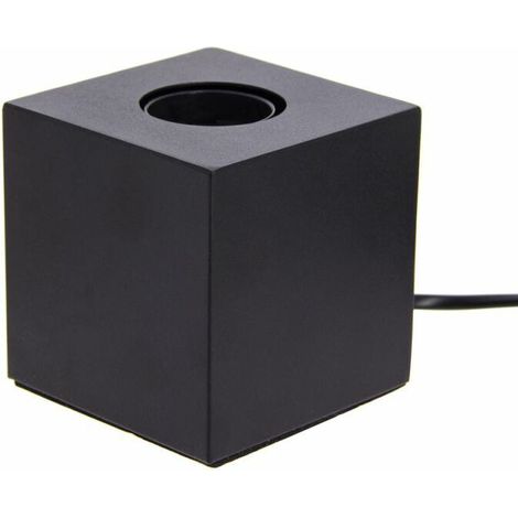 Lampe à poser cube métal noir E27 60W – Indice IP20 – Dimensions 85mm x ⌀85mm – Pour ampoules décoratives (1/5)