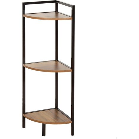AKTIVE Max Home Scaffale angolare, 3 livelli, 24x24x80 cm, Portata massima 6 kg, Acciaio nero, Legno, Contenitore, Facile montaggio, Soggiorno, Camera da letto, Cucina, Decorazione (18453) (1/5)