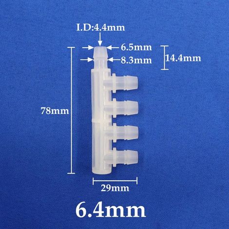 (5 raccords latéraux 6,4 mm, 5 voies - 5 pièces) 5 raccords répartiteurs de tuyau en PP de qualité alimentaire pour aquarium, distributeur d'air et d'eau (1/5)