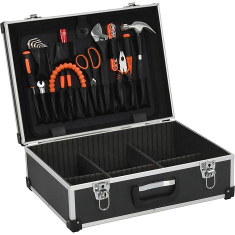 vidaXL Valigetta per Attrezzi 46x33x16 cm Nera in Alluminio