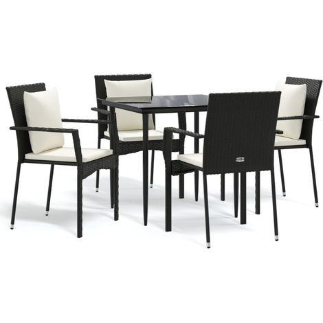 Maison Exclusive - 5-tlg. Garten-Essgruppe mit Kissen Schwarz Pol