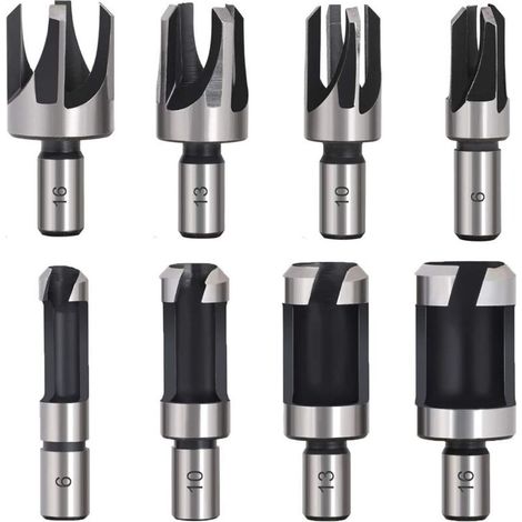 Mèche à bois pour perceuse 8PCS – Acier au carbone avec revêtement titane – Diamètres 6-16mm – Pour bouchons coniques précis (1/5)