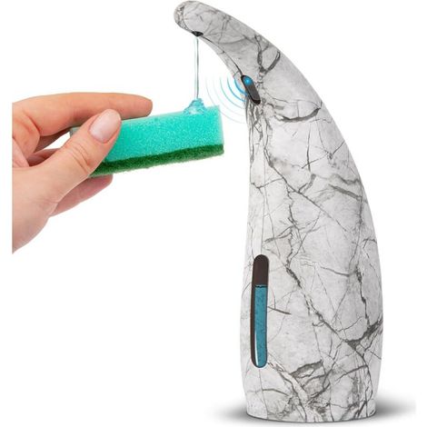 Distributeur de Savon Automatique 300ml Design Marbre Encre, Étanchéité IPX6 Sans Contact, Idéal pour Cuisine et Salle de Bain (1/4)