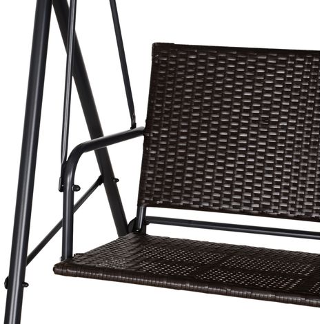 Dondolo balcon 2 places avec store réglable, 140 x 110 x 151 cm, gris et marron