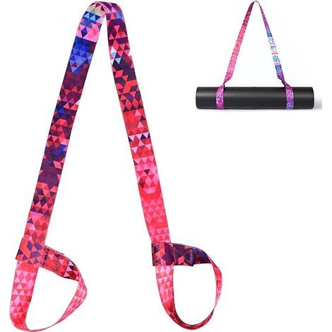 Lot de 2 Sangle de transport en coton pour tapis de yoga - Sangle de transport réglable pour toutes les tailles de tapis de yoga - Sangle élastique pour pilates, entraînement, aérobic, tapis de sport (1/5)