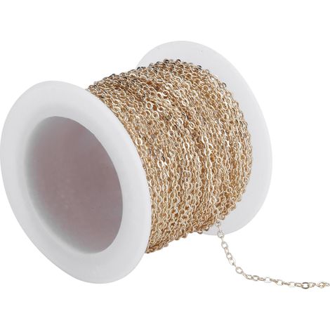 DIY Jewelry Accessories 10meters Cross O Flat Chain Spool Bulk for Bracelet Necklace ExtenderKC Golden 2.2x1.8x0.3mm (1/5)