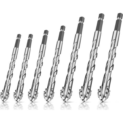 Punta da trapano eccentrica con quattro scanalature e denti a sega, punta da trapano dentata con quattro taglienti, gambo esagonale da 1/4", set di punte da trapano per piastrelle di alta qualità (1/5)