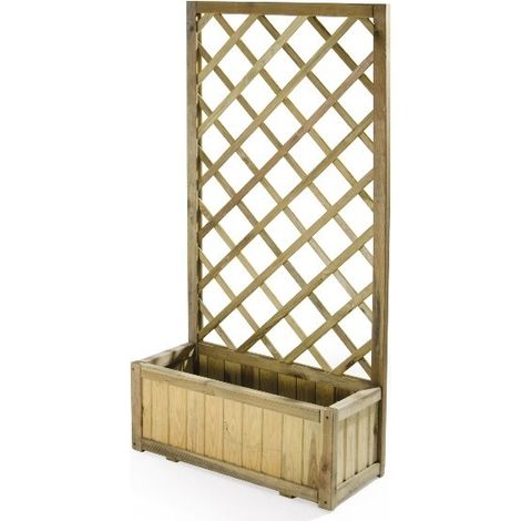 Grigliato con fioriera in legno di pino impregnato in autoclave cm 75 x 30 x 180 (1/4)