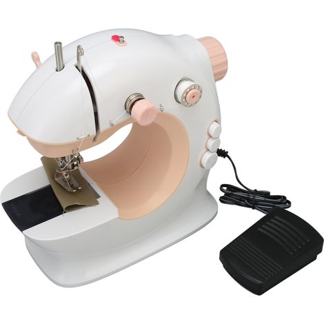 Mini machine à coudre, portable, légère, électrique, multifonctionnelle avec pédale, adaptée à un usage domestique et aux débutants, prise européenne 100-240V. (1/5)
