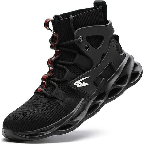 Chaussure de Securité Homme Femmes Légères Montante Basket de Securite S3 Respirante Chaussures de Travail Embout Acier - Noir 42EU 26cm,-- (1/5)