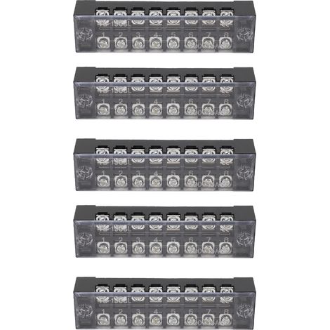 Lot de 5 borniers 8 positions, PC ignifuge, vis, barrette de jonction 15A 600V (1/5)