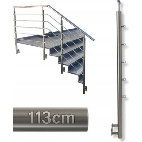 Poteau de garde-corps - 113 x 4,24 cm - Acier inoxydable - Résistant et moderne - Installation facile