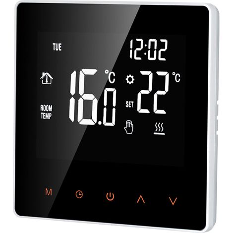 Thermostat numérique 16 A - Écran LCD - Écran tactile - Programmable - Pour maison, école, bureau, hôtel, blanc (1/5)