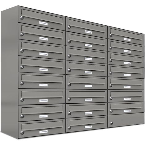 23er Premium Briefkasten Aluminiumgrau RAL Farbe 9007 für Außen Wand Postkasten 3x8 (1/5)