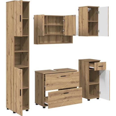 Maison Exclusive - Badezimmermöbel-Set 5 Stk. Artisan-Eiche 35 x (1/5)
