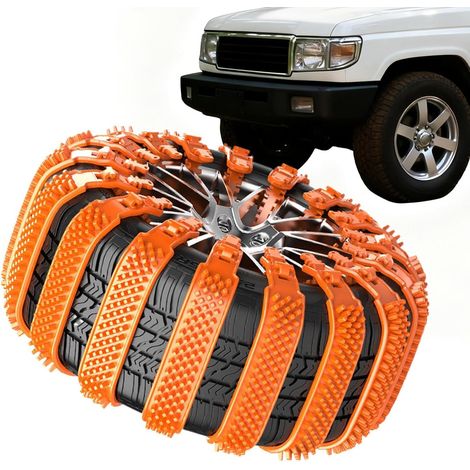 Lot de 10 chaînes à neige réglables pour roues et pneus - Chaînes à neige pour voitures, randonnées, trajets tout-terrain, hiver, pelouse, pêche et (1/5)