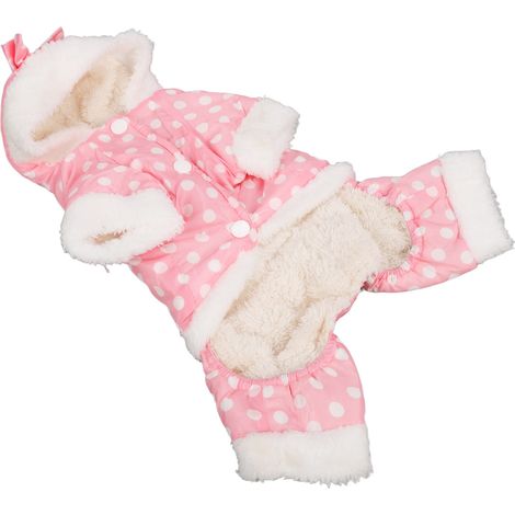 Manteau d'hiver chaud et épais pour chien, doux pour la peau, à capuche, une pièce, pour chiens de petite, moyenne et grande taille, rose, XL (1/5)