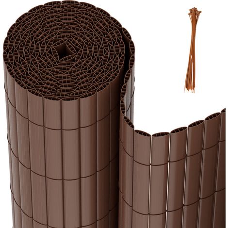 Hengda Recinzione bifacciale in PVC. oscurante al 90%. Marrone.H 90 cm x L 400 cm (1/5)