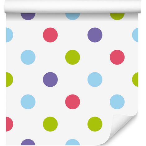 Papier peint à pois colorés pour salon et chambre 50x1000 cm (1/5)