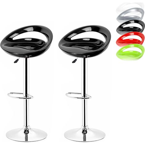 Set di 2 sgabelli da Bar Moderni in plastica Regolabile in Altezza con Schienale Arrotondato e Base cromata Haloyo®, ABS,nero (1/5)
