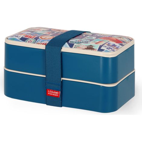 Boîte à lunch, 3 couverts inclus, Travel Stickers, récipient, capacité 1200 ml, étanche, passe au micro-ondes et au lave-vaisselle (1/5)