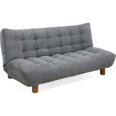 Banquette convertible capitonnée en tissu bouclette gris - VALENTIN (1/5)