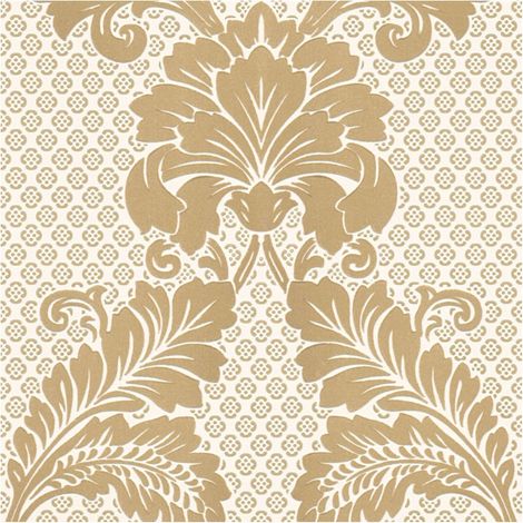 Baroque wallcovering wall Profhome 305442 non-woven wallpaper slightly textured baroque style matt gold cream 5.22 m2 (56 ft2) (1/5)