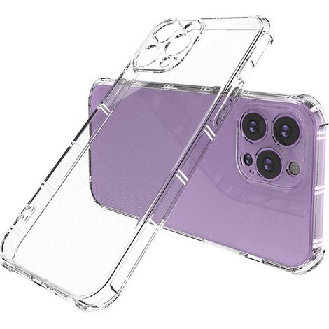Compatible avec l'iPhone 13 Pro Max, cette coque transparente anti-jaunissement et antichoc est compatible avec la recharge sans fil.