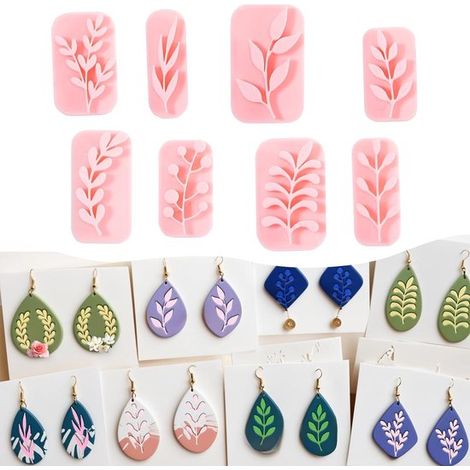 Tampon feuille en pâte polymère,8 mini emporte-pièces de formes différentes pour pâte polymère,emporte-pièces pour plantes (1/4)