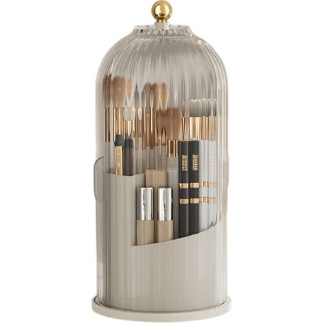 Soporte para cepillos de dientes con tapa deslizante, 3 ranuras giratorias, organizador de baño, portacepillos de dientes, organizador de baño, organizador de lavabo, soporte para brochas de maquillaj