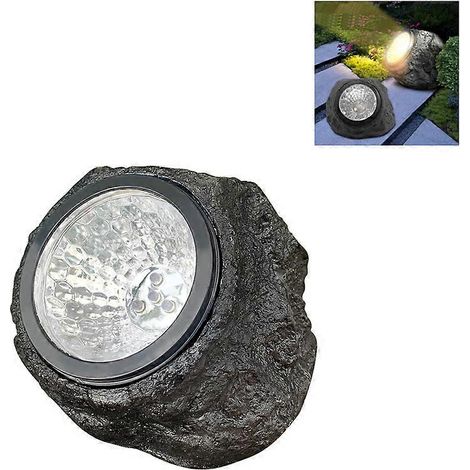 Solarbetriebener Strahler aus Kunstharz in Steinoptik, ideal für den Außenbereich, im Garten oder auf dem Rasen. (1/5)
