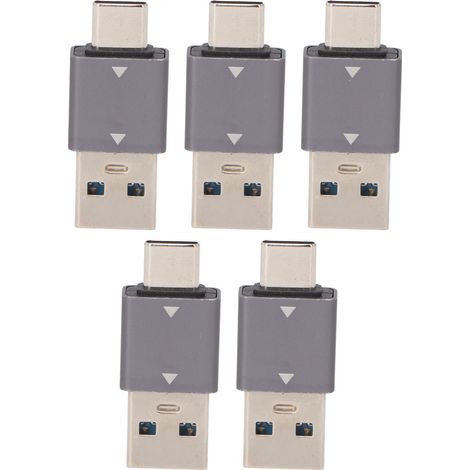 Lot de 5 adaptateurs USB 3.1 vers Type C 10 Gbps, plug and play, portable, compact, en alliage d'aluminium, connecteur mâle USB vers mâle Type C (1/4)
